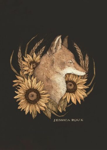 Coyote and Sunflower da Jessica Roux